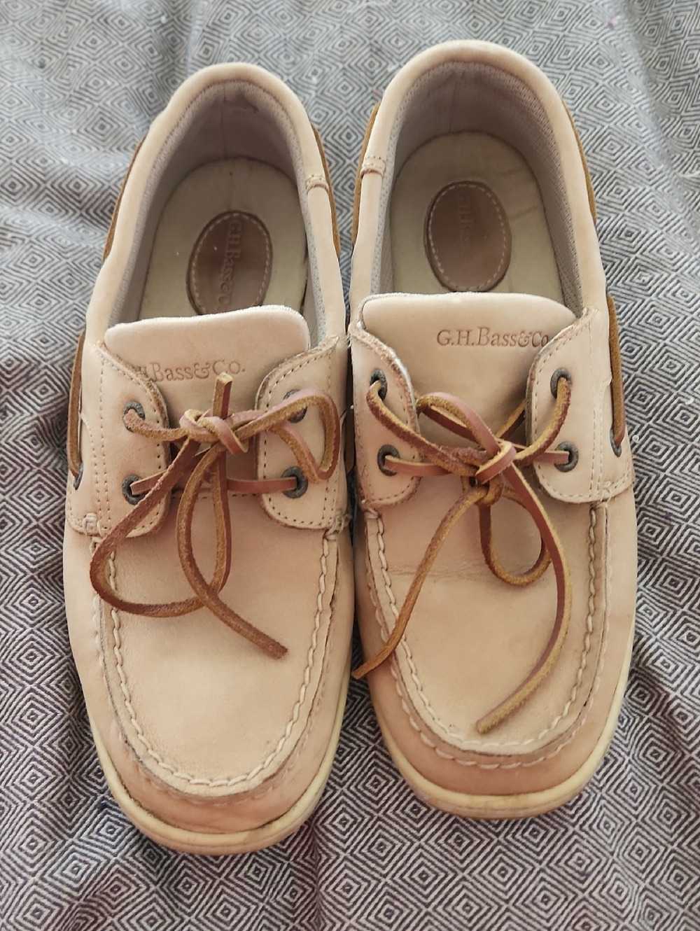 G.H. Bass & Co. Kids Light Beige Moccasin Boat Shoes